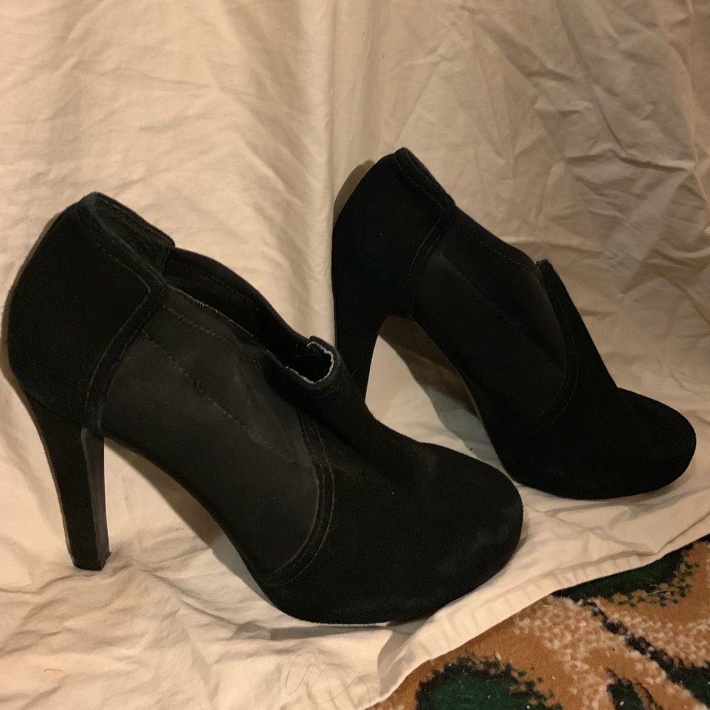 Black high heeled booties